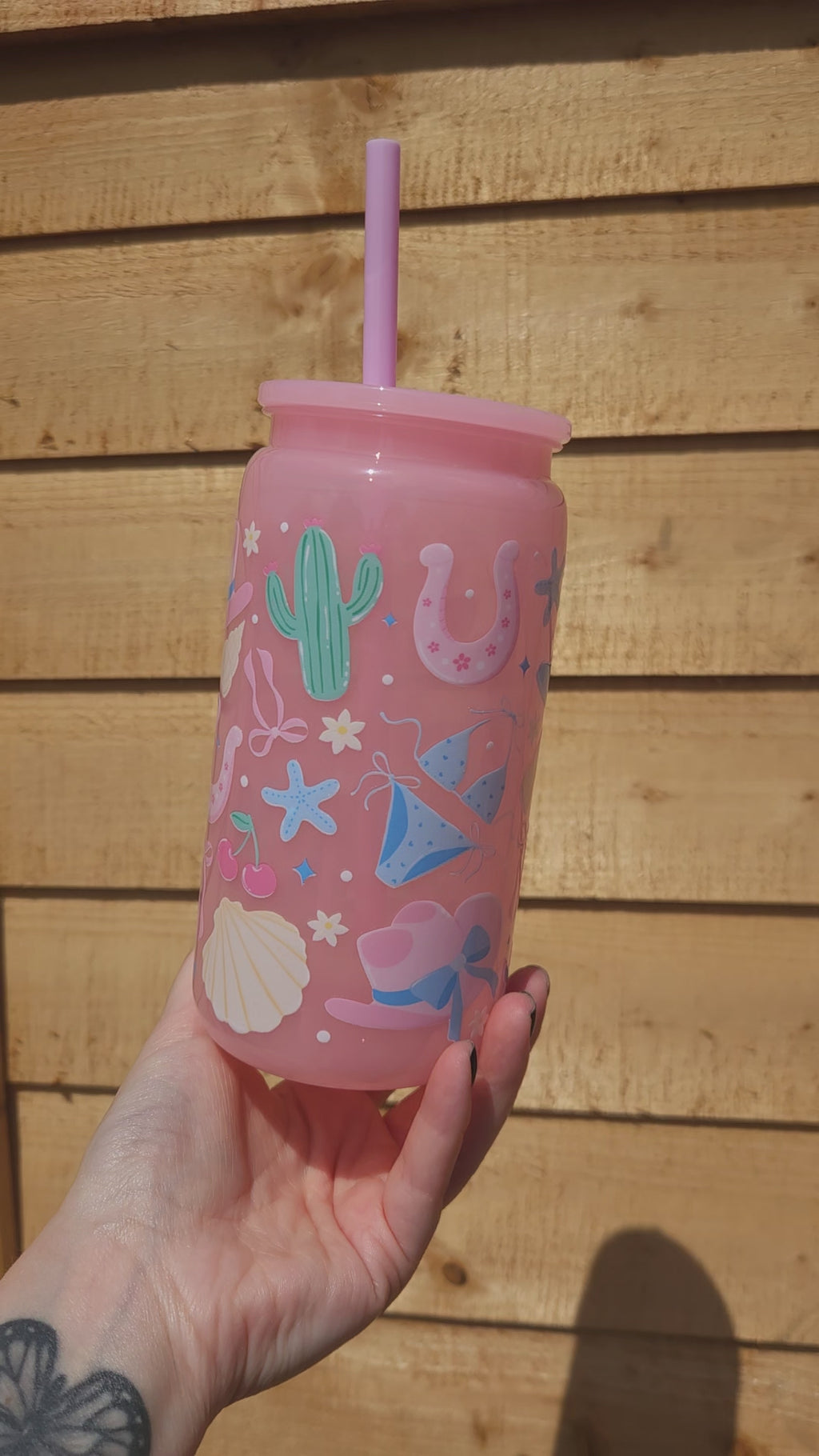 Pink Cowgirl Summer Vibes Libbey Can Tumbler, 16oz with Straw and Lid