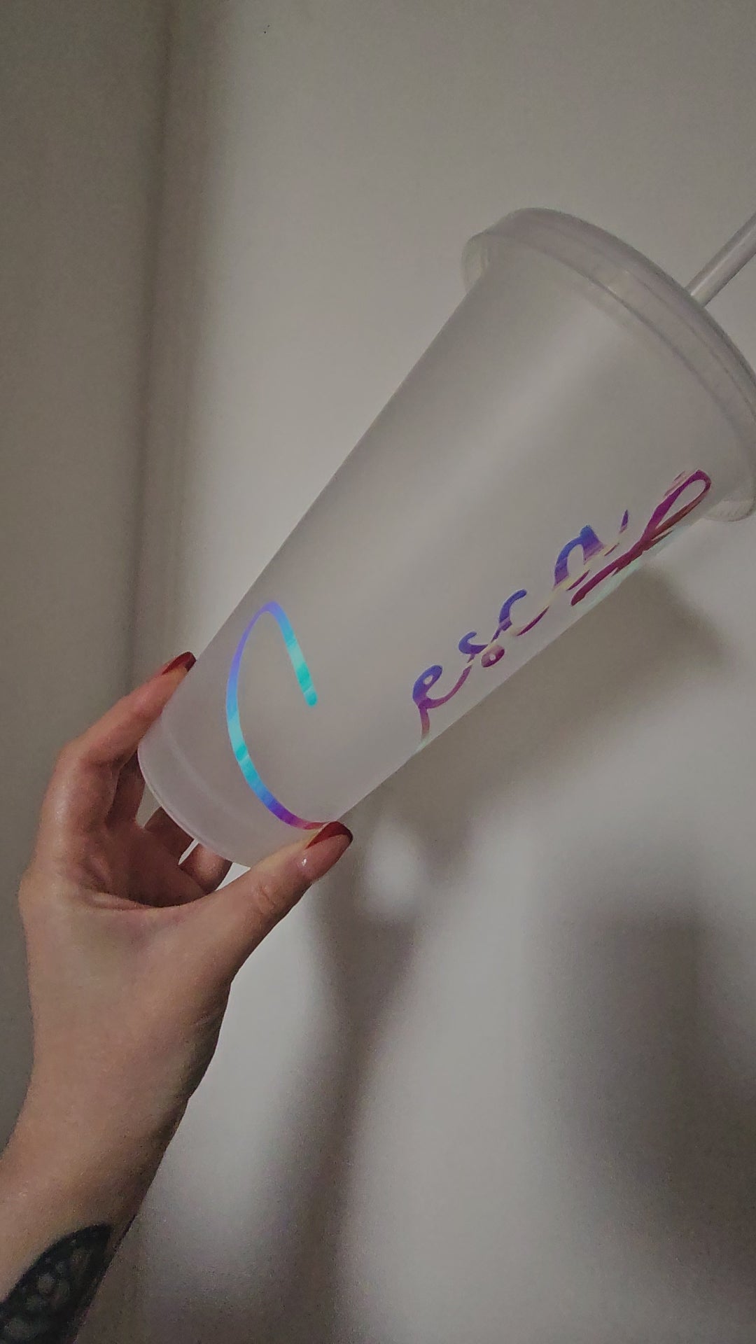 Personalised Holographic Bow 24oz Cold Cup