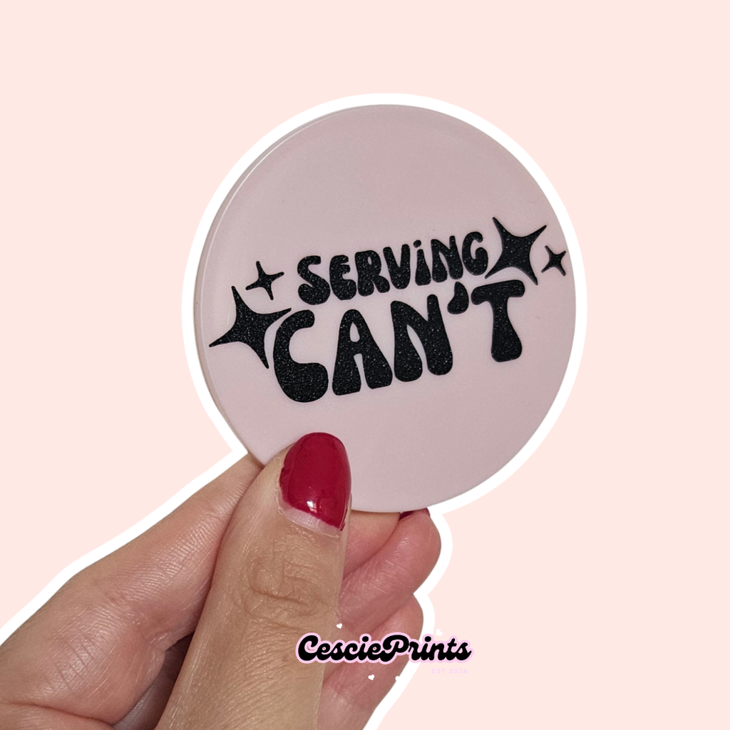 'Serving Can't' Pink and Black Compact Mirror