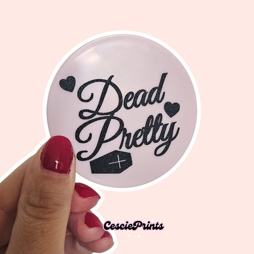 'Dead Pretty' Pink and Black Compact Mirror