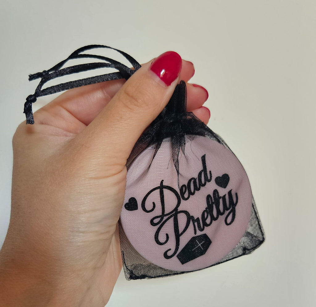 'Dead Pretty' Pink and Black Compact Mirror