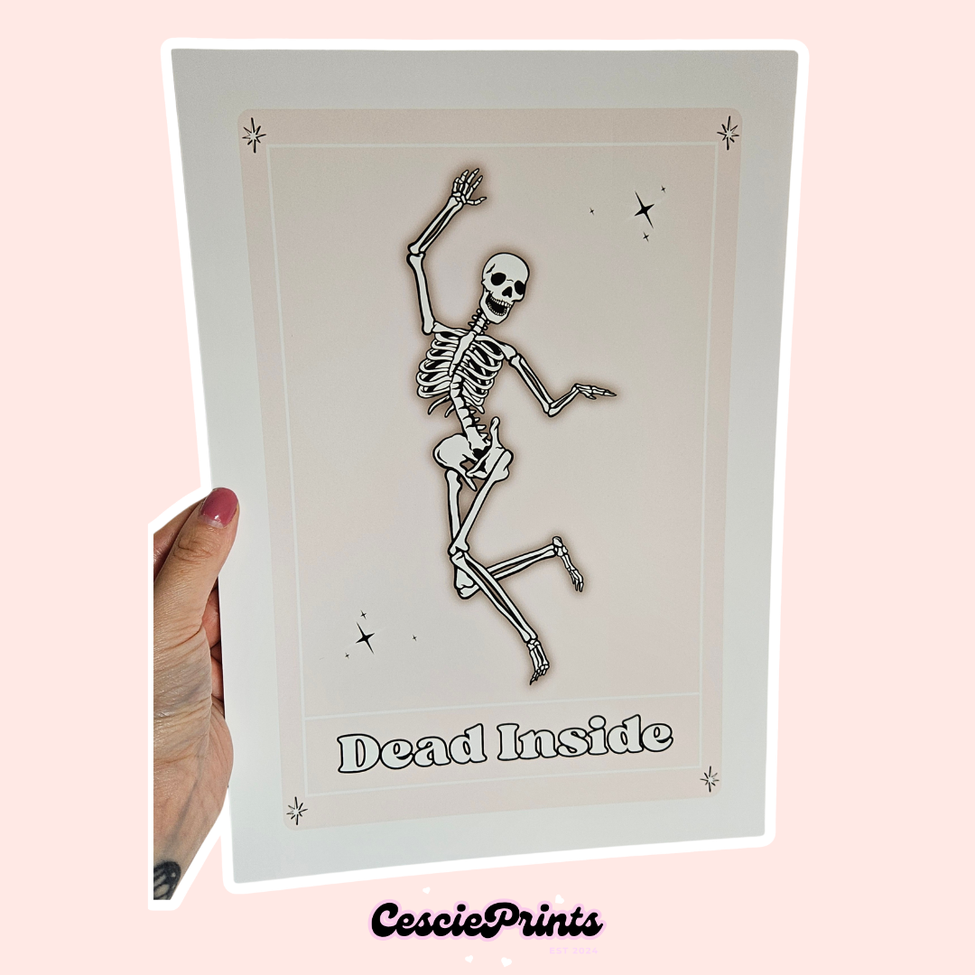 'Dead Inside' Tarot Card A4 Wall Art Print