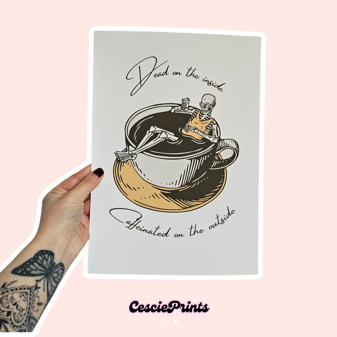 Skeleton Coffee A4 Wall Art Print