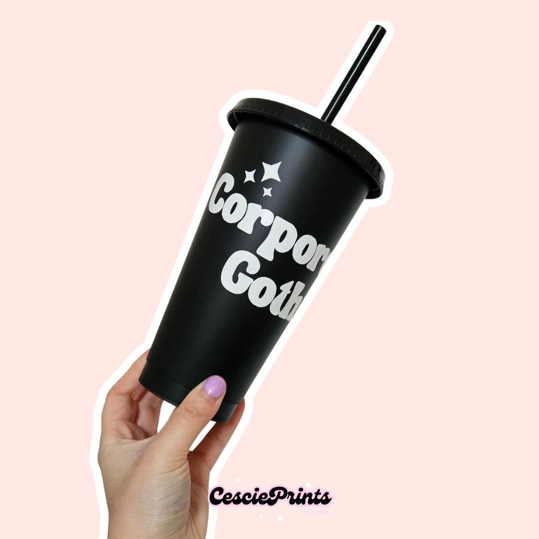 'Corporate Goth'/'Corporate Emo' Black 24oz Cold Cup
