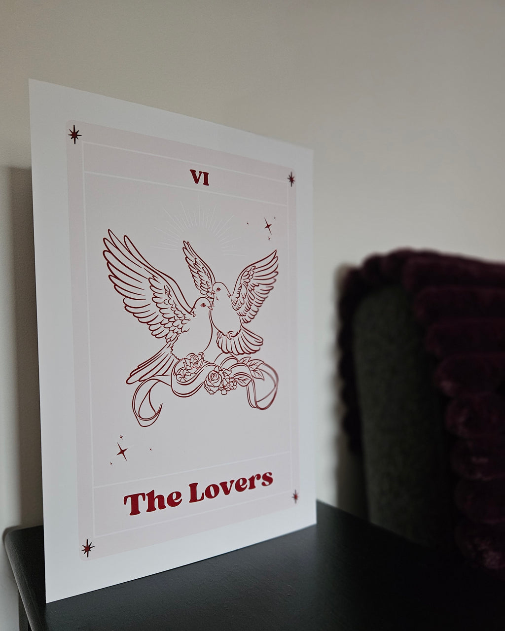 'The Lovers' Tarot Card A4 Wall Art Print