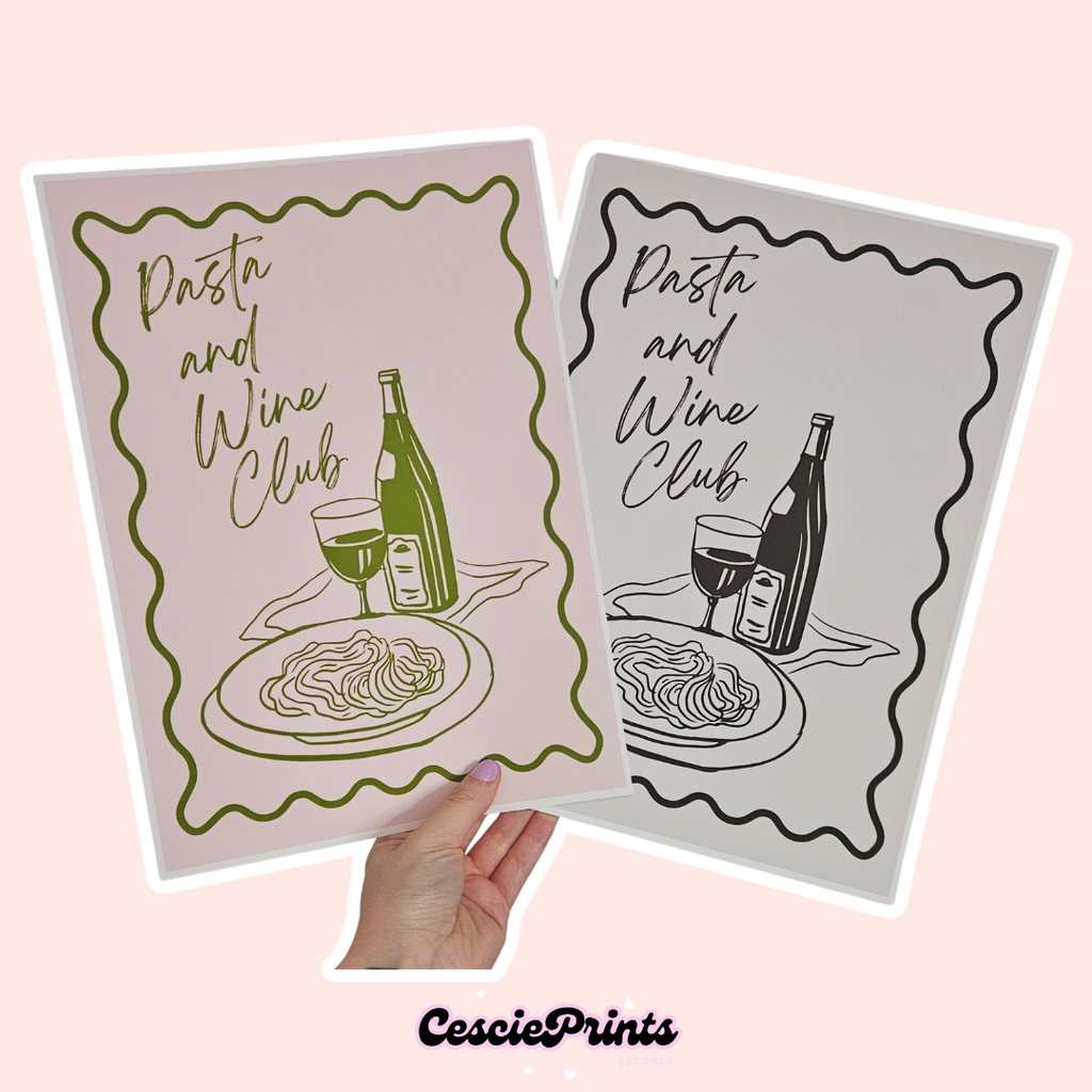 'Pasta and Wine Club' A4 Wall Art Print
