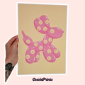 Balloon Dog Pink and Yellow A4 Wall Art Print