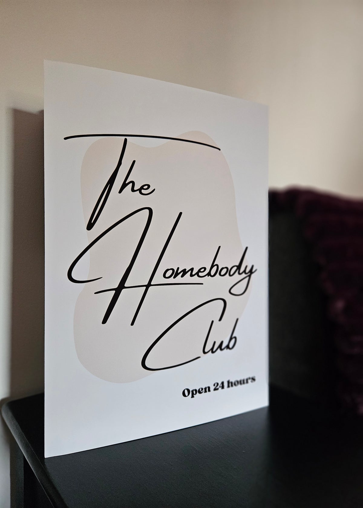 'The Homebody Club' Beige and Black A4 Wall Art Print