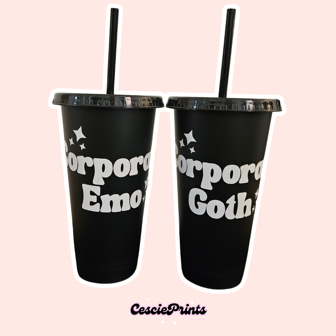 'Corporate Goth'/'Corporate Emo' Black 24oz Cold Cup