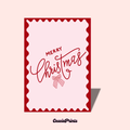 'Merry Christmas' Pink and Red Bow Christmas Card