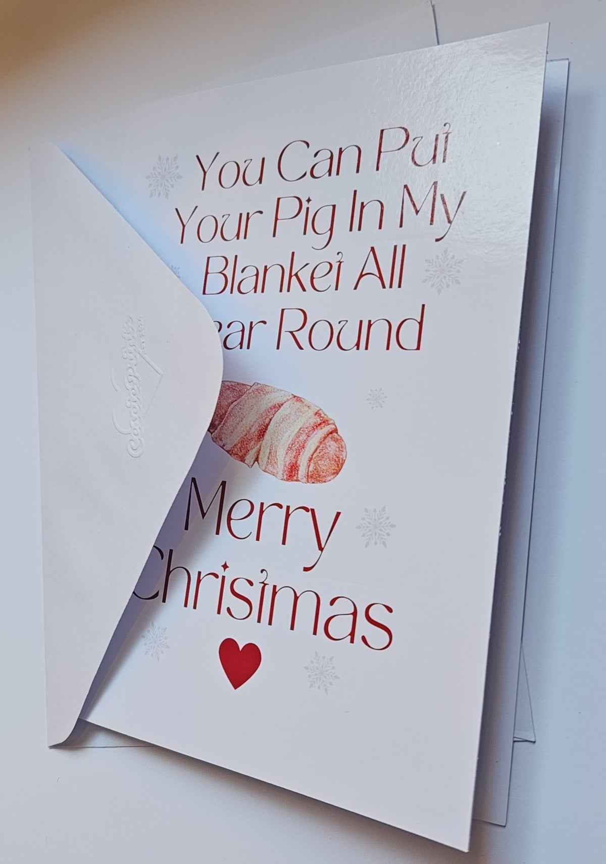 Cheeky Pig in Blanket Christmas Card