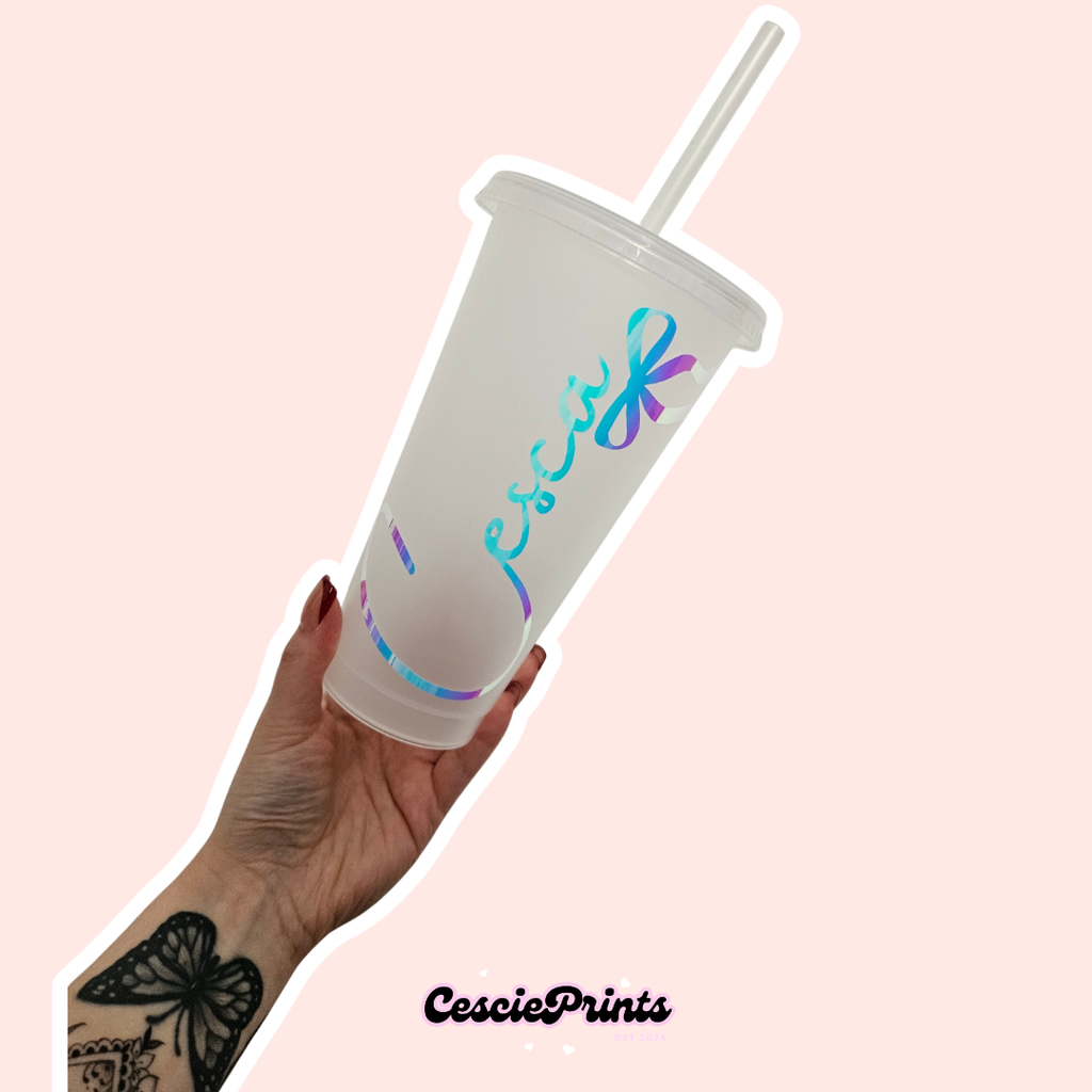 Personalised Holographic Bow 24oz Cold Cup