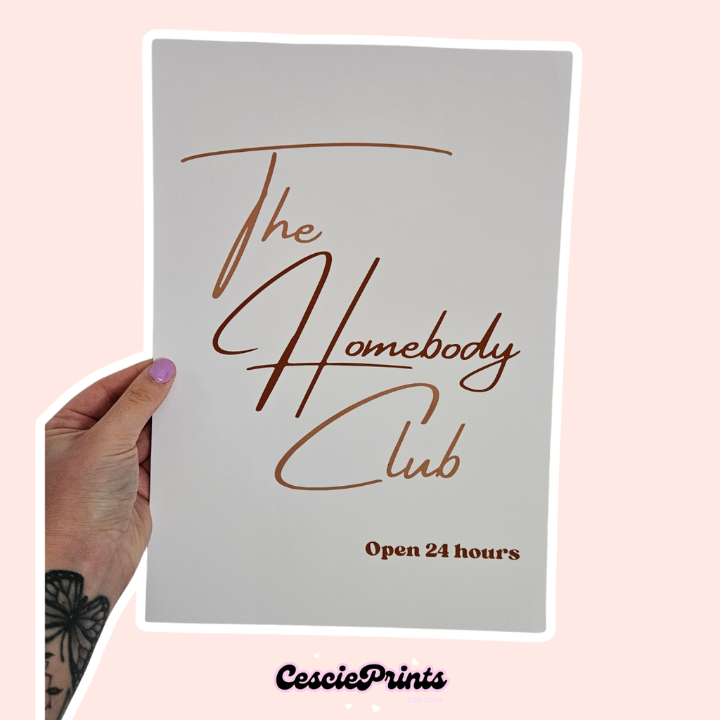 'The Homebody Club' Minimalist A4 Wall Art Print
