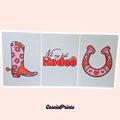 Set of 3 Pink and Red Cowgirl A4 Wall Art Prints