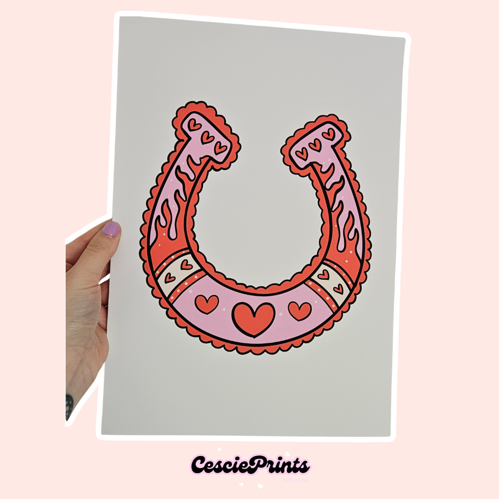 Set of 3 Pink and Red Cowgirl A4 Wall Art Prints