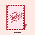 'Merry Christmas Bestie' Pink and Red Christmas Card