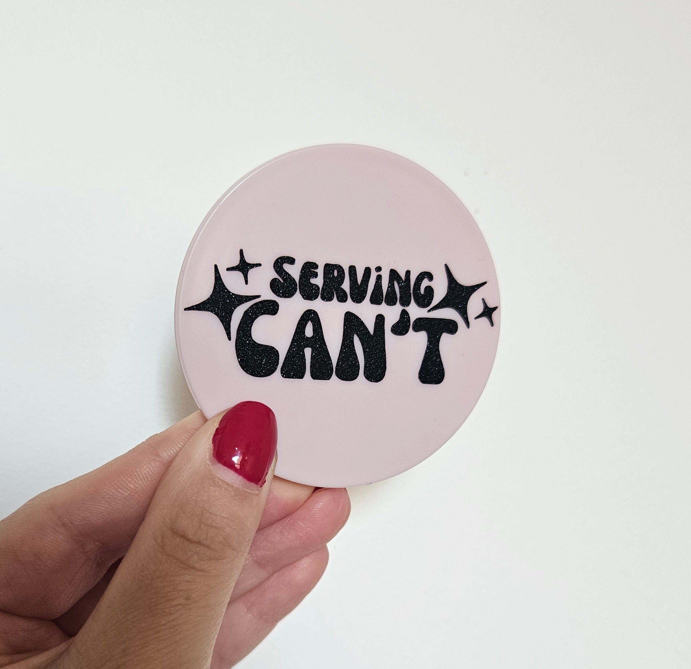 'Serving Can't' Pink and Black Compact Mirror