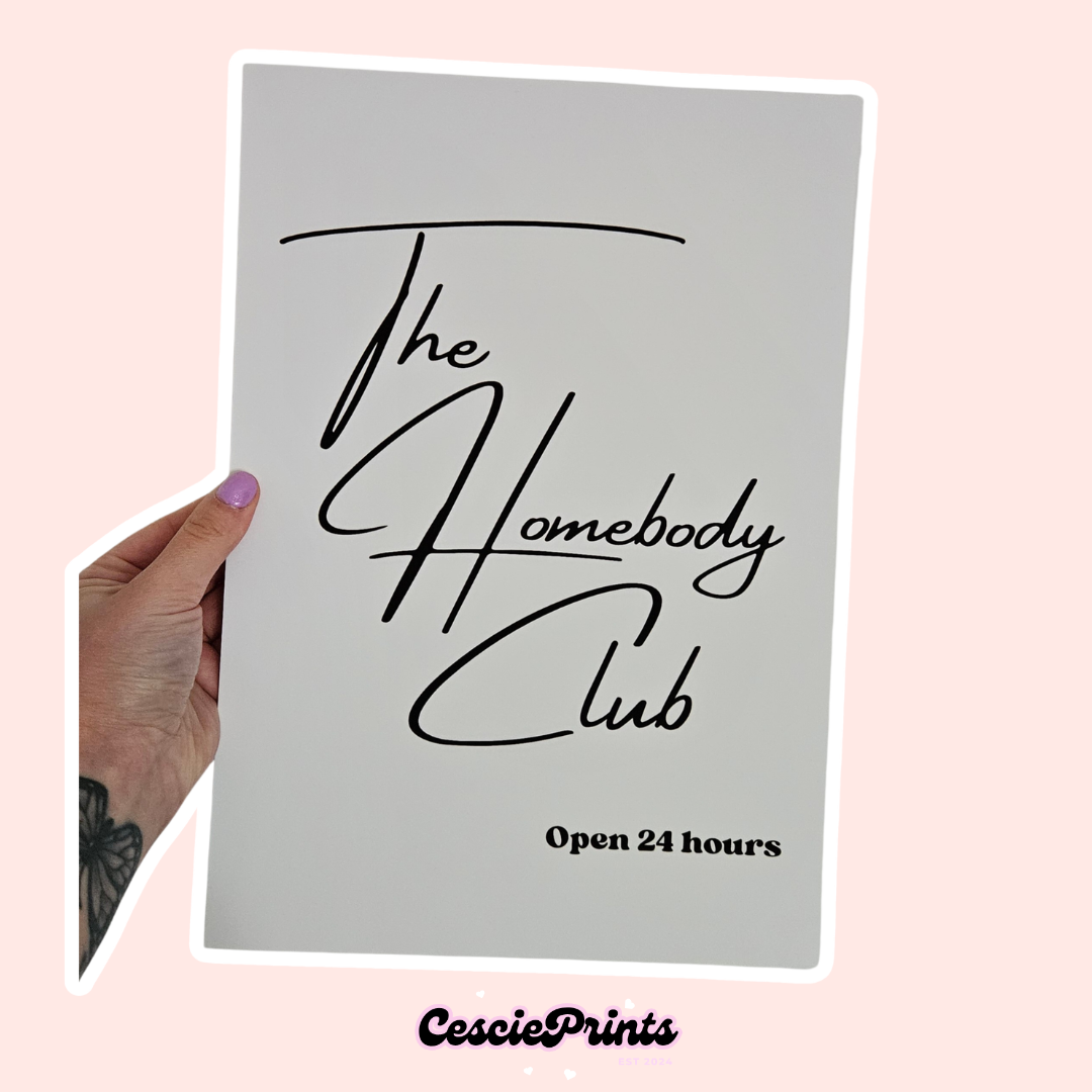 'The Homebody Club' Minimalist A4 Wall Art Print