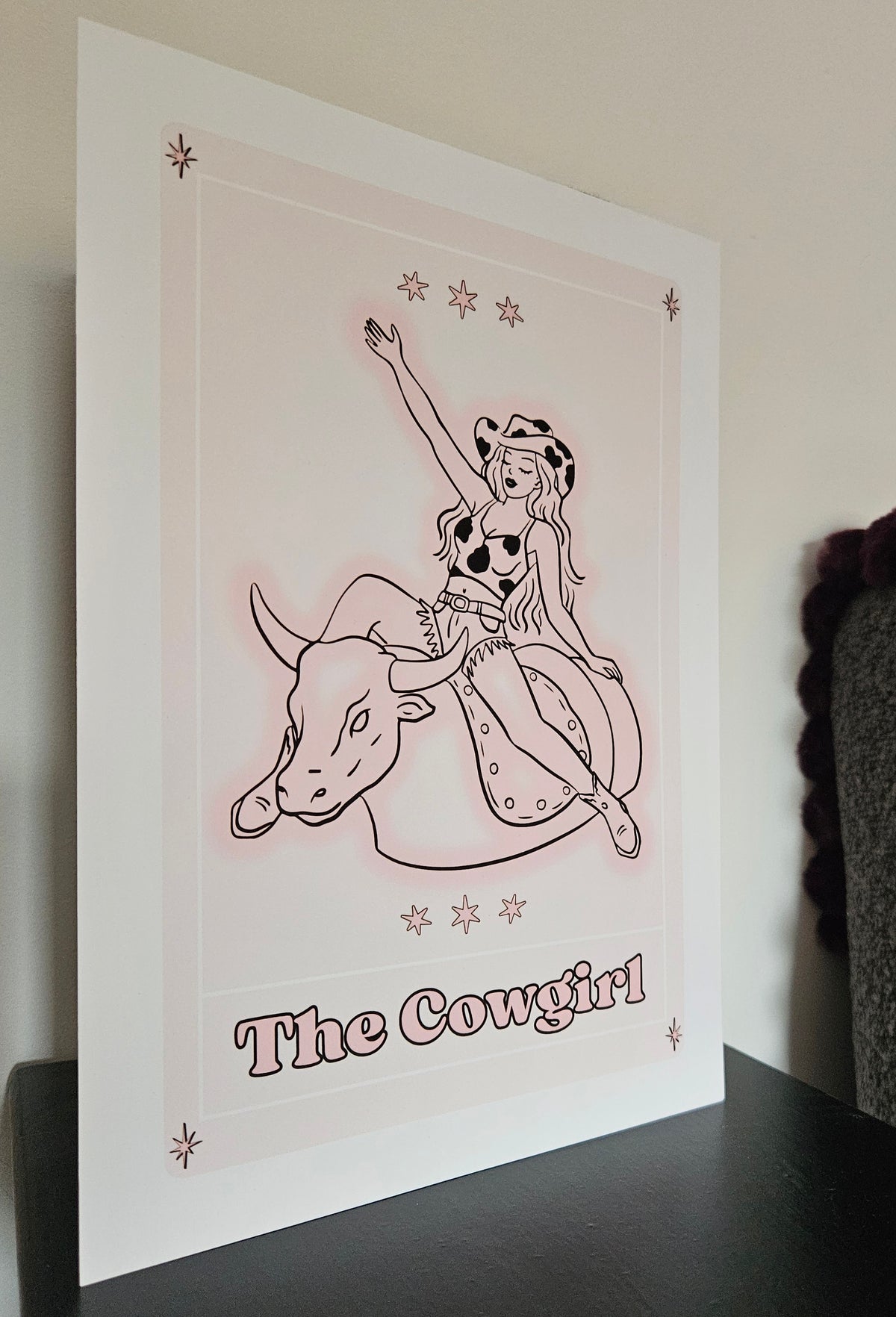 'The Cowgirl' Tarot Card A4 Wall Art Print